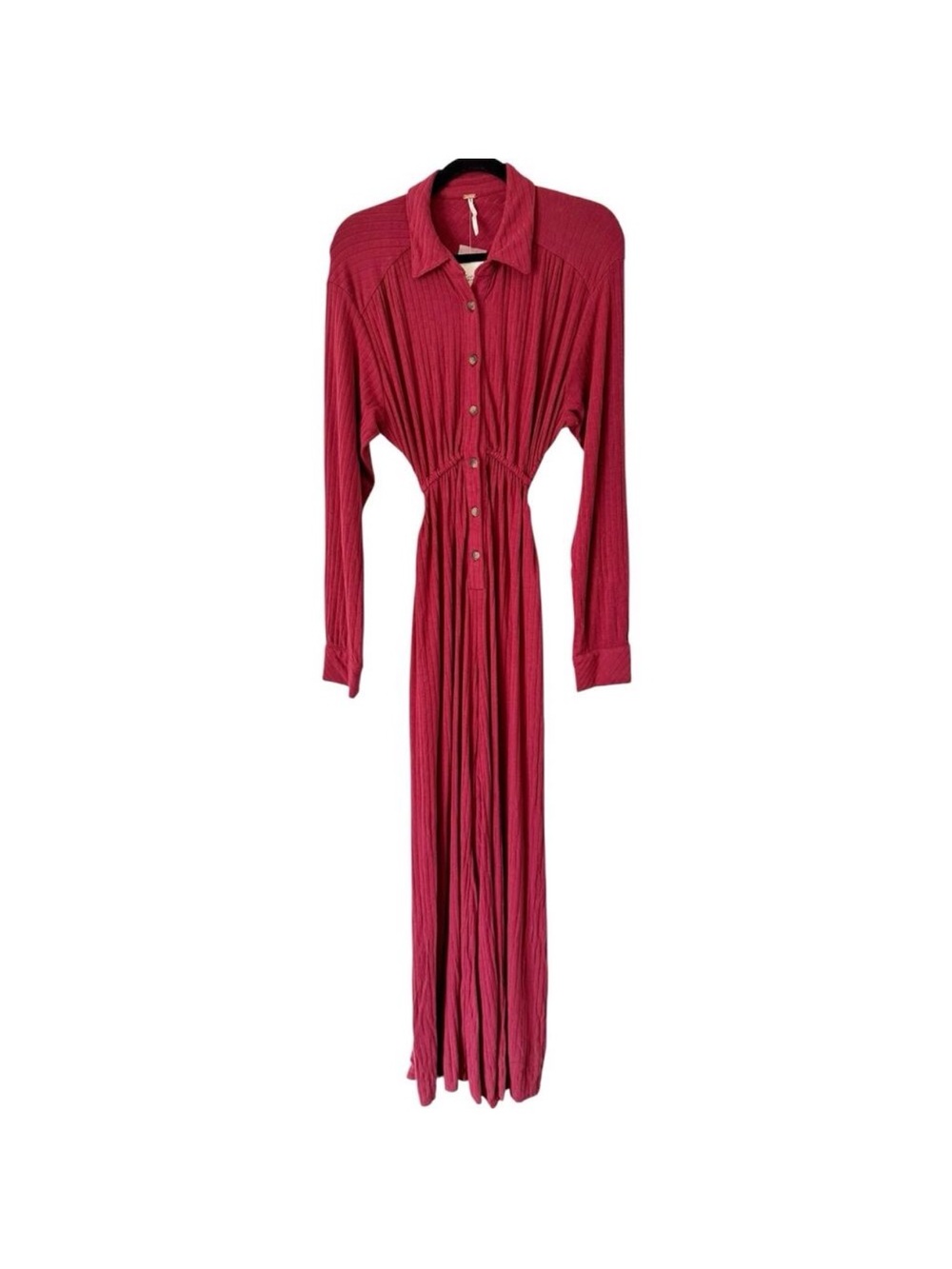 Free People Elai Open Back Ribbed Knit Long Sleeve Wide Leg Jumpsuit - Size M - Picture 6 of 9